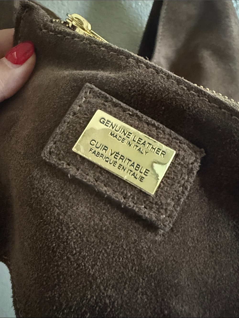 Suede Shoulder Hobo Bag in Dark Brown - Picture 5 of 13